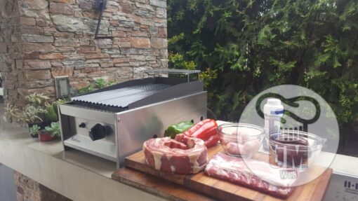 Parrilla A Gas KOKKEN Acero Inox 35x60 Con Brochettera