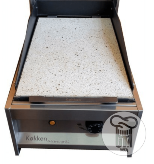 Parrilla Eléctrica Kokken Acero Inox 35 X 60 Cm Con  Piedra Pizzera