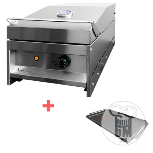 Parrilla Eléctrica Kokken Acero Inox 35 X 60 Cm Con Plancha