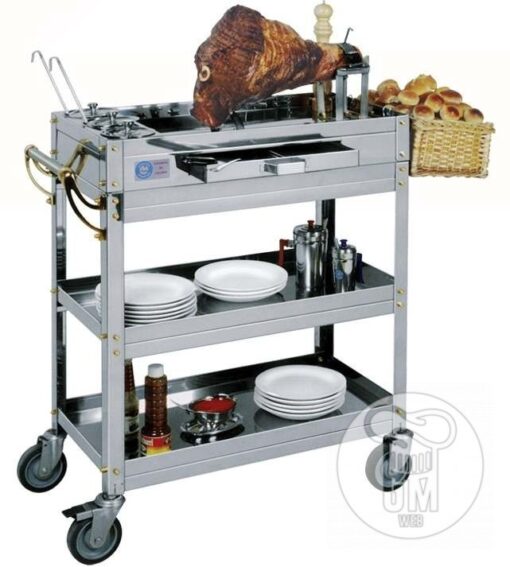 Carro Gastronómico 3 Estantes C/accesorio Pata Pernil Salsas - Marca ANION