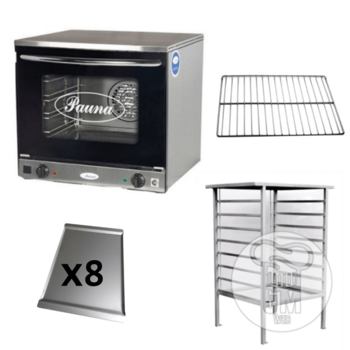 Horno Convector Beta 21 Eléctrico c/ Base + 8 Bandejas Planas + 2 Rejillas - Marca PAUNA