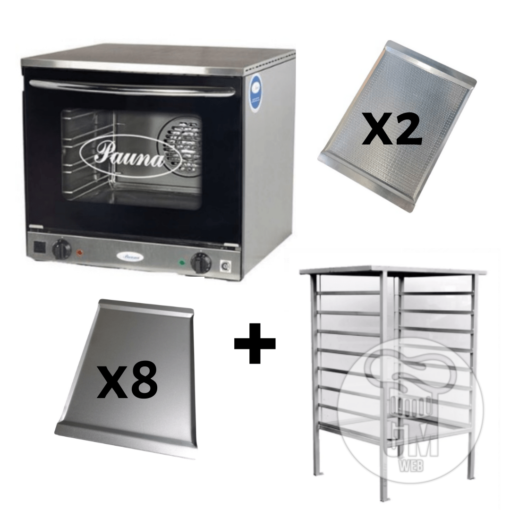 Horno Convector Beta 21 Eléctrico c/ Base + 8 Bandejas Planas + 2 Perforadas - Marca PAUNA