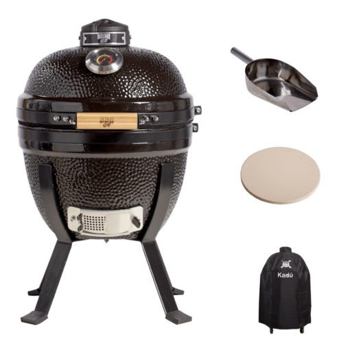 Kamado Bbq Grill Modelo KADU K14 + Pala + Piedra Pizzera - Marca BBQ GRILL