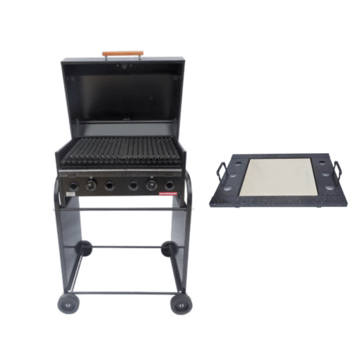 Parrilla 70x60 Con Tapa y Carro + Pizzera - Marca INVERNATIVA