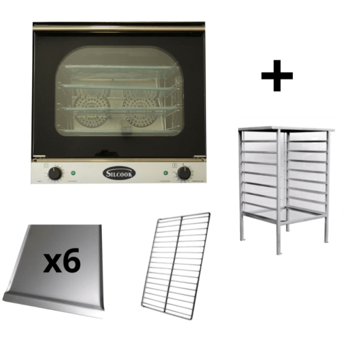 Horno Convector Eléctrico HP1A con 6 Bandejas + 2 Rejillas + Base - Marca SILCOOK