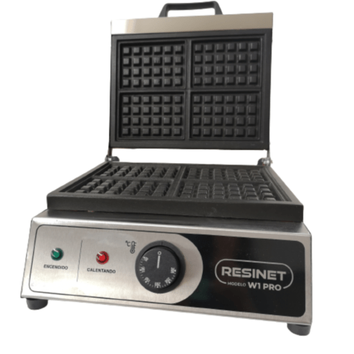 Waflera Profesional Eléctrica Teflonada Rectangular 4 Waffles - Marca RESINET