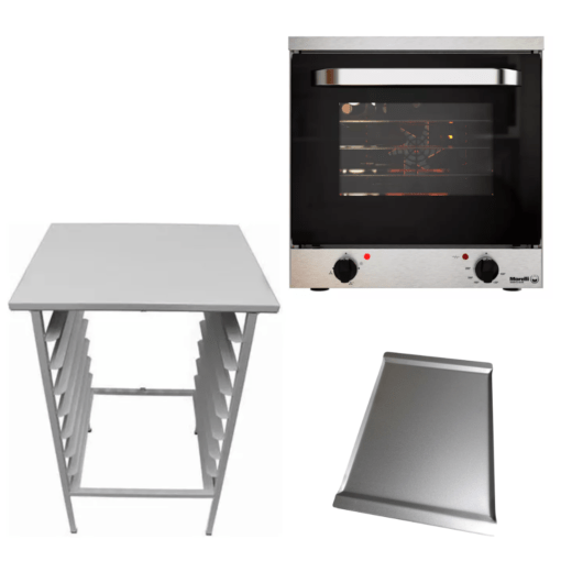 Base Para Horno Convector Con 8 Guías + Pack 4 Bandejas Para Morelli Dorato