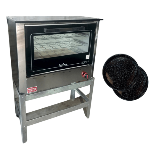 Horno Pizzero a Gas 6 Moldes Homologado Puerta Vidrio + 3 Pizzeras Enlozadas - Marca LATINA