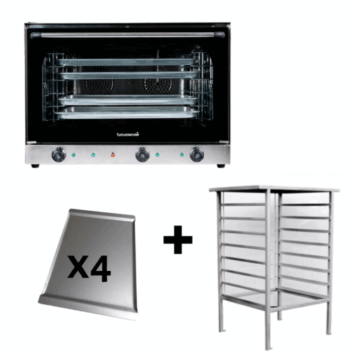 Horno Convector 4 Bandejas 60x40 c/ Humidificador y Grill + Base - Marca Turboblender