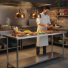 Mesada Central 120 cm de Ancho Acero Inoxidable y Estante Regulable - Marca VENTUS