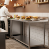 Mesada 120 cm de Ancho Con Acero Inoxidable y Estante Regulable con Zócalo - Marca VENTUS